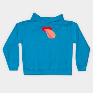 Red lips rainbow tongue Kids Hoodie